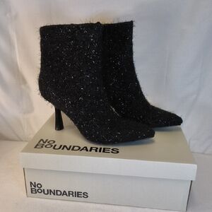 No Boundaries Sparkly Black Heeled Boots